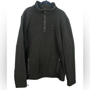 L.L.BEAN Polartec Fleece Pullover XXL Tall Black Snap Neck Outdoor